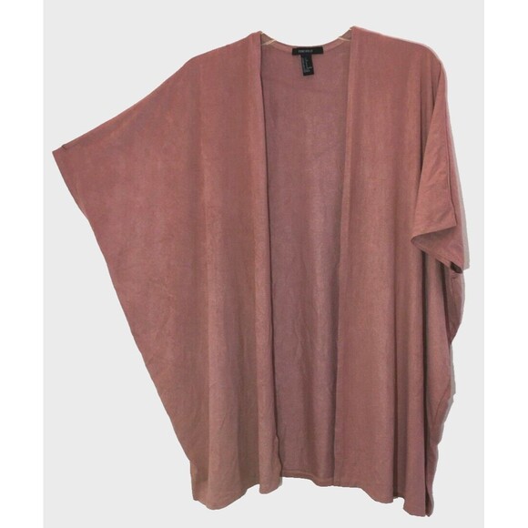 FOREVER 21 S M Vegan Suede Washable Kimono Tunic Open Top Raglan Duster Neutral - Picture 1 of 7